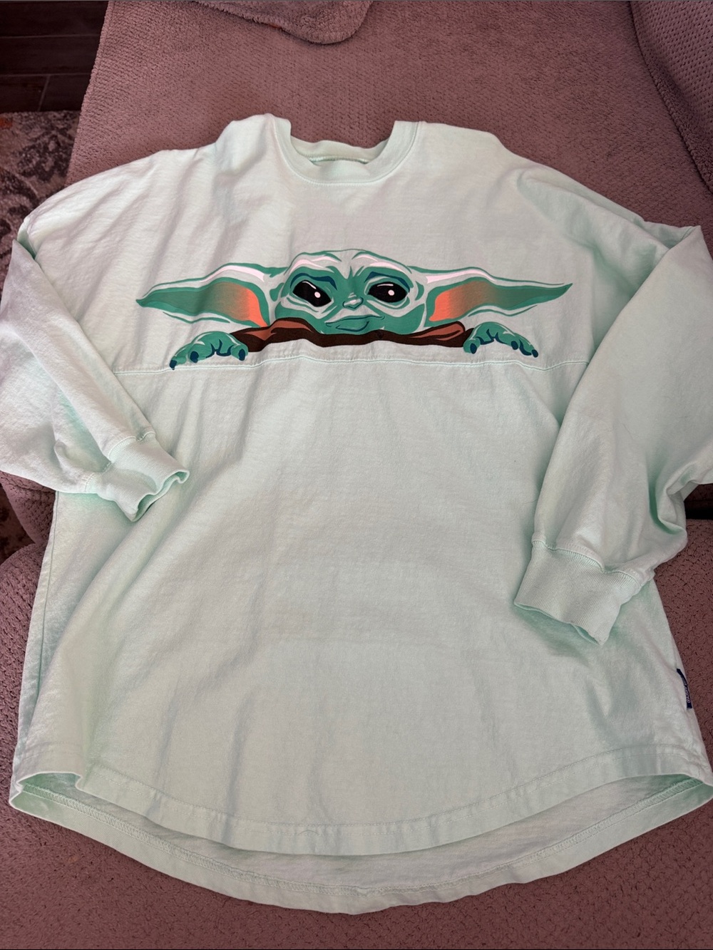 Disney Mint Green Long Sleeve Tee with Character Front Graphic